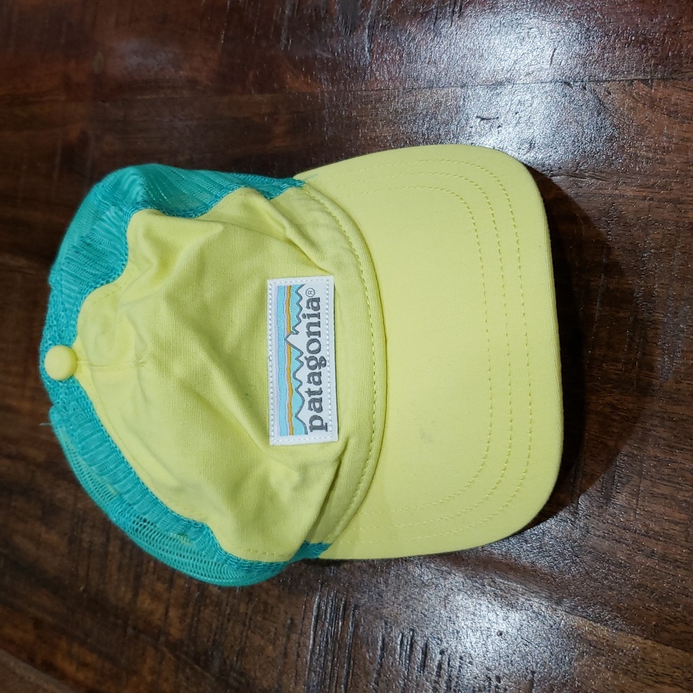Patagonia Yellow and Teal Kids Mesh Baseball Cap